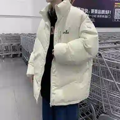 洋气先生 美式复古潮牌高街纯色慵懒无性别主义宽松舒适保暖立领开衫拉链日常通勤户外防风休闲简约时尚潮流百搭上衣外套棉服 男女同款