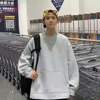 洋气先生 美式复古高街时尚潮流百搭学院风假两件日常通勤休闲简约纯色基础款潮牌透气舒适柔软慵懒氛围感圆领套头卫衣 男女同款
