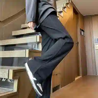 洋气先生 美式高街复古磨白水洗做旧时尚直筒中腰垂感宽松简约休闲百搭柔软亲肤平整抗皱微喇显高显瘦氛围感基础款牛仔裤 男女同款