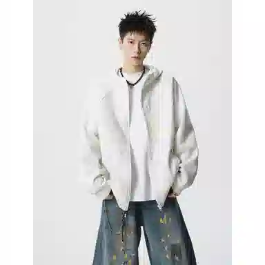 洋气先生 美式复古简约时尚百搭扎染小众高级感潮流帅气日常通勤运动健身休闲宽松防风防水保暖耐磨情侣连帽外套夹克 男女同款