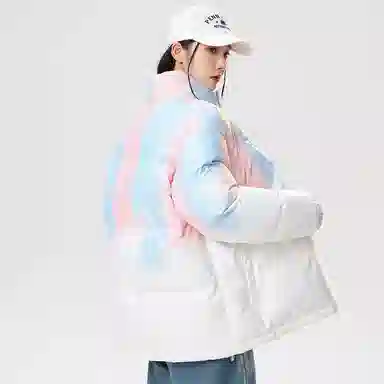 洋气先生 洋气潮牌美式时尚潮流高级感渐变设计立领拉链长袖日常户外通勤舒适柔软保暖御寒高颜值无性别主义百搭外套棉服 男女同款