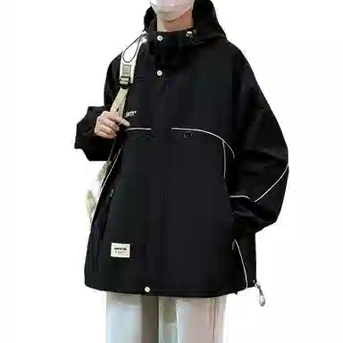 洋气先生 美式高街复古简约百搭潮流高级感舒适亲肤柔软轻便时尚防风防水无性别主义户外抽绳设计运动休闲宽松连帽长袖外套夹克 男女同款