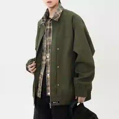 【290斤大码可穿】赫赫良衣 美式复古痞帅高街风翻领假两件上衣防风保暖耐磨休闲舒适宽松百搭小众高级感学院风韩系潮牌夹克外套 男女同款