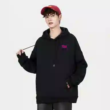 阿凡迪 美式复古街头简约基础设计浮雕涂鸦字母潮牌印花宽松舒适百搭时尚潮流通勤连帽长袖卫衣中腰防风防水直筒裤休闲运动套装 男女同款