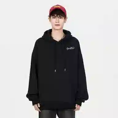 阿凡迪 美式复古街头个性创意设计幻影闪电涂鸦字母潮牌印花宽松舒适百搭时尚潮流通勤连帽长袖卫衣中腰直筒牛仔裤休闲运动套装 男女同款