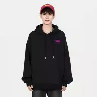 阿凡迪 美式复古街头简约基础设计浮雕涂鸦字母潮牌印花宽松舒适百搭时尚潮流通勤连帽长袖卫衣中腰防风防水直筒裤休闲运动套装 男女同款