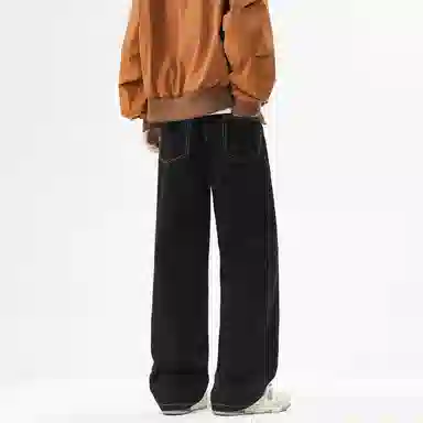 邦固依品 美式高街水洗做旧挺阔有型复古长裤休闲宽松百搭日常通勤旅游舒适透气经典阔腿显高垂感直筒牛仔裤 男女同款