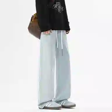 邦固依品 美式高街水洗做旧挺阔有型复古长裤休闲宽松百搭日常通勤旅游舒适透气经典阔腿显高垂感直筒牛仔裤 男女同款