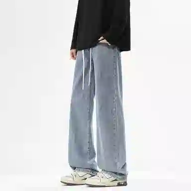 邦固依品 美式高街水洗做旧挺阔有型复古长裤休闲宽松百搭日常通勤旅游舒适透气经典阔腿显高垂感直筒牛仔裤 男女同款