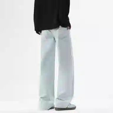 邦固依品 美式高街水洗做旧挺阔有型复古长裤休闲宽松百搭日常通勤旅游舒适透气经典阔腿显高垂感直筒牛仔裤 男女同款