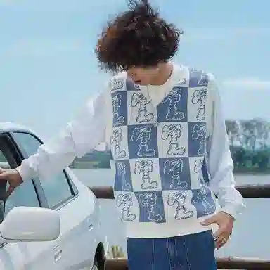 Mind Error V-Neck Knit Vest