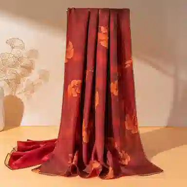 一米画纱 古典国风精致优雅迷梦迷情双层真丝高档气质长款披肩 桑蚕丝 丝巾 女款