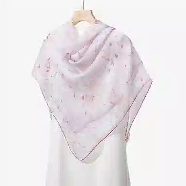 一米画纱 清新飘逸气质外搭披肩大方巾优雅亲肤外出真丝雪纺喷绘防晒 桑蚕丝 丝巾 女款