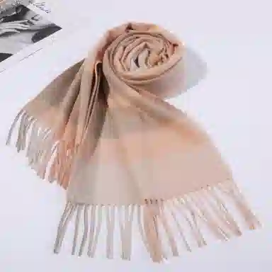 一米画纱 柔软触感经典格纹加厚保暖舒适格子条纹撞色流苏 山羊绒 绒线围巾 男女同款情侣款