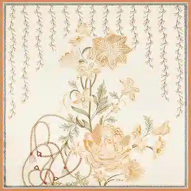 一米画纱 婉约江南中式真丝大方巾时尚印花舒适独特图案优雅百搭 桑蚕丝 丝巾 女款