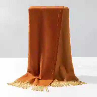 一米画纱 双面双色美拉德风高品质个性流苏外搭时尚加厚保暖轻奢舒适 山羊绒 绒线围巾 女款