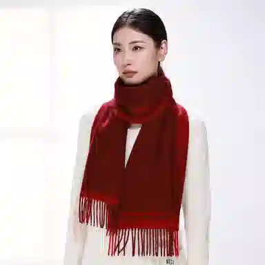 一米画纱 柔软触感经典格纹加厚保暖舒适格子条纹撞色流苏 山羊绒 绒线围巾 男女同款情侣款