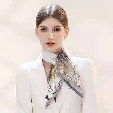 一米画纱 中式国风高雅山茶花系列斜纹中方巾双面西装领巾优雅 桑蚕丝 丝巾 女款