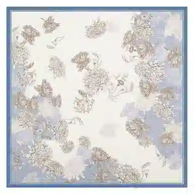 一米画纱 双面双色斜纹绸精致工艺喷绘真丝方巾优雅气质西装领巾 桑蚕丝 丝巾 女款