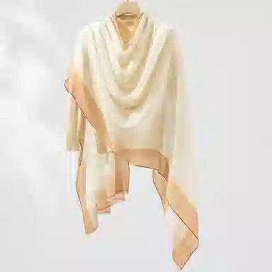 一米画纱 轻奢色织轻盈柔软亲肤细腻保暖外搭气质披肩高级感 山羊绒 绒线围巾 女款