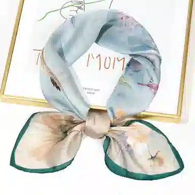 一米画纱 丝绸质感花卉图案国风印花真丝方巾踏青郊游装饰领巾拍照搭配 桑蚕丝 丝巾 女款