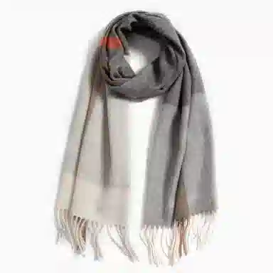 一米画纱 柔软触感经典格纹加厚保暖舒适格子条纹撞色流苏 山羊绒 绒线围巾 男女同款情侣款