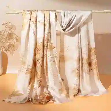 一米画纱 古典国风精致优雅迷梦迷情双层真丝高档气质长款披肩 桑蚕丝 丝巾 女款