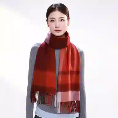 一米画纱 柔软触感经典格纹加厚保暖舒适格子条纹撞色流苏 山羊绒 绒线围巾 男女同款情侣款