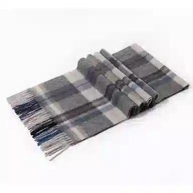 一米画纱 柔软亲肤长款加厚保暖时尚休闲气质格纹流苏潮流舒适 绵羊毛 绒线围巾 男女同款情侣款