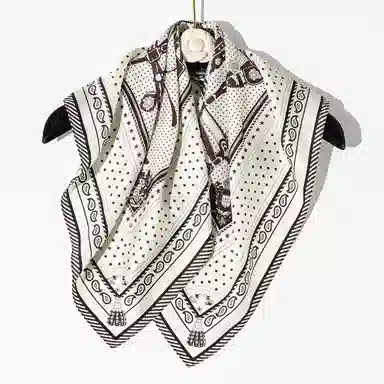 一米画纱 双面双色斜纹绸精致工艺喷绘真丝方巾优雅气质西装领巾 桑蚕丝 丝巾 女款