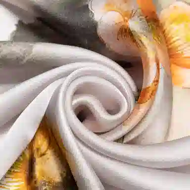 一米画纱 丝绸质感花卉图案国风印花真丝方巾踏青郊游装饰领巾拍照搭配 桑蚕丝 丝巾 女款