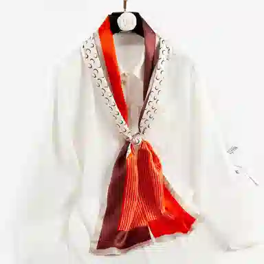 一米画纱 时尚百搭真丝双层喷绘飘带优雅气质长条领巾轻盈装饰 桑蚕丝 丝巾 女款