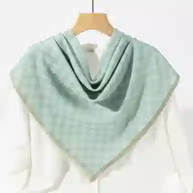 一米画纱 高格调细密轻盈柔软舒适亲肤保暖大方巾清新水溶色织格优雅个性毛须边 绵羊毛 绒线围巾 女款