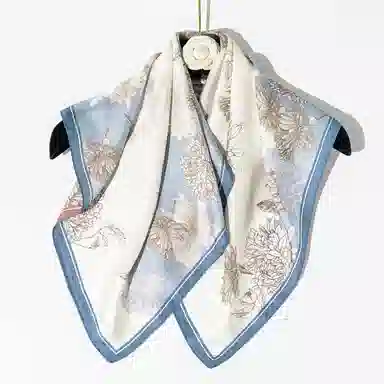 一米画纱 双面双色斜纹绸精致工艺喷绘真丝方巾优雅气质西装领巾 桑蚕丝 丝巾 女款