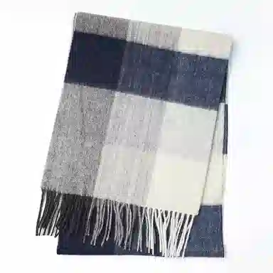 一米画纱 柔软亲肤长款加厚保暖时尚休闲气质格纹流苏潮流舒适 绵羊毛 绒线围巾 男女同款情侣款