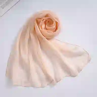 一米画纱 轻薄透气真丝雪纺窄长条长巾清新纯色简约百搭防晒拍照纱巾 桑蚕丝 丝巾 女款