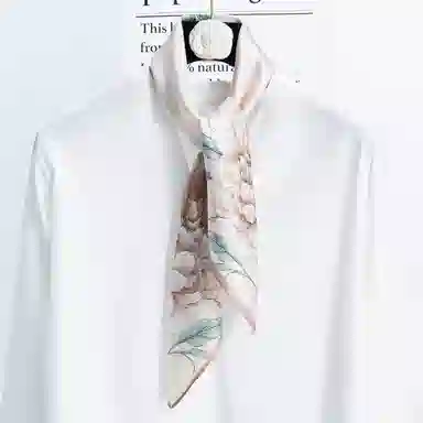 一米画纱 丝绸质感花卉图案国风印花真丝方巾踏青郊游装饰领巾拍照搭配 桑蚕丝 丝巾 女款