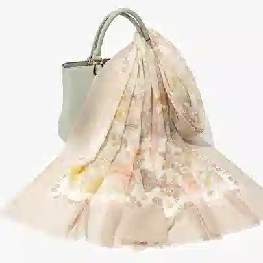 一米画纱 轻盈柔美细腻亲肤保暖空调披肩高档斜纹喷绘印花自然时尚旅游拍照 山羊绒 绒线围巾 女款