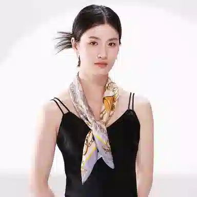 一米画纱 古典花卉雅韵国风真丝方巾旅游装饰素绸缎领巾搭配西装时尚出游 桑蚕丝 丝巾 女款