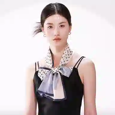 一米画纱 时尚百搭真丝双层喷绘飘带优雅气质长条领巾轻盈装饰 桑蚕丝 丝巾 女款