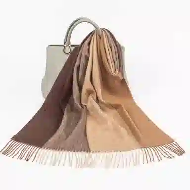 一米画纱 高级感小众气质流苏渐变时尚加厚保暖外搭防寒粗纺工艺 山羊绒 绒线围巾 女款