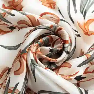 一米画纱 古典花卉雅韵国风真丝方巾旅游装饰素绸缎领巾搭配西装时尚出游 桑蚕丝 丝巾 女款