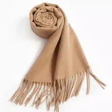 一米画纱 大气流苏加厚温暖时尚简约纯色暖糯亲肤围脖外搭保暖 山羊绒 绒线围巾 男女同款情侣款