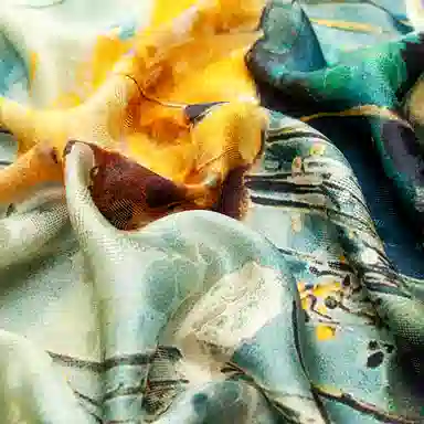 一米画纱 国风古典花卉真丝高级感提花浪漫色彩长巾外出轻盈飘逸披肩 桑蚕丝 丝巾 女款