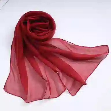 一米画纱 轻薄透气真丝雪纺窄长条长巾清新纯色简约百搭防晒拍照纱巾 桑蚕丝 丝巾 女款