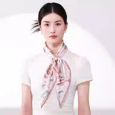 一米画纱 丝绸质感花卉图案国风印花真丝方巾踏青郊游装饰领巾拍照搭配 桑蚕丝 丝巾 女款