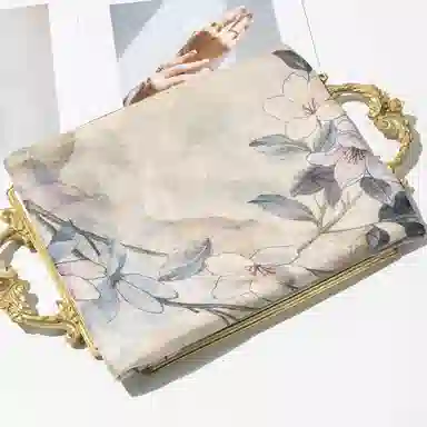 一米画纱 清新飘逸国风真丝雪纺喷绘沙巾气质仙仙花卉印花旅游拍照 桑蚕丝 丝巾 女款