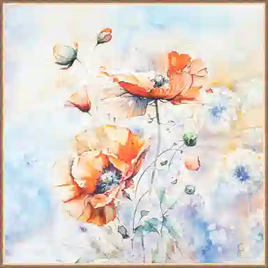 一米画纱 丝绸质感花卉图案国风印花真丝方巾踏青郊游装饰领巾拍照搭配 桑蚕丝 丝巾 女款