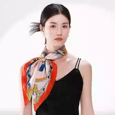 一米画纱 古典花卉雅韵国风真丝方巾旅游装饰素绸缎领巾搭配西装时尚出游 桑蚕丝 丝巾 女款