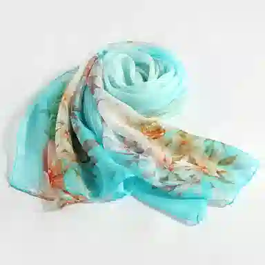 一米画纱 田园花卉轻盈飘逸中式浪漫雪纺真丝沙巾丝滑细腻披肩 桑蚕丝 丝巾 女款